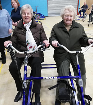 Enjoying cycling at Grimsby Leisure Centre