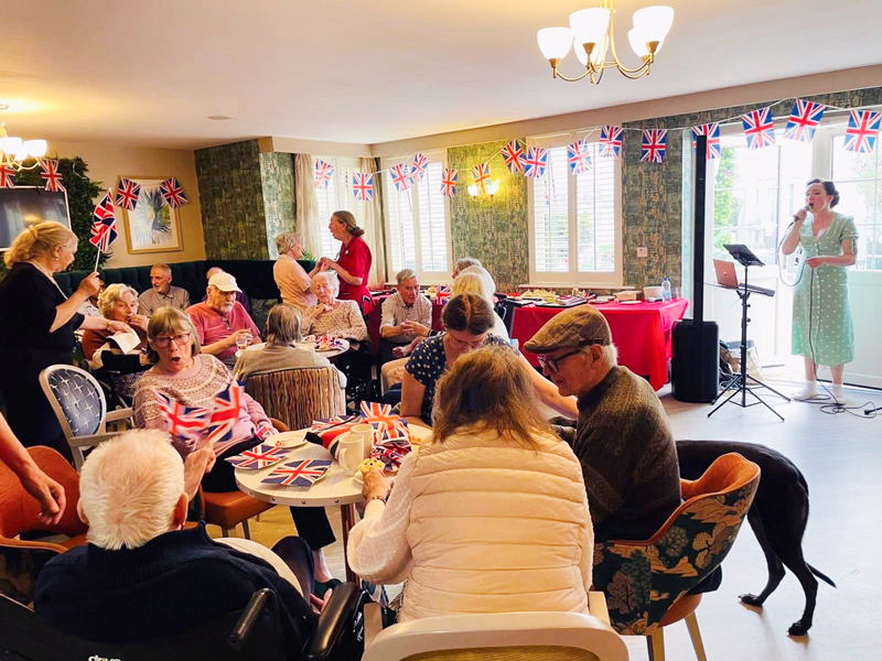 Enjoying a VE themed tea party