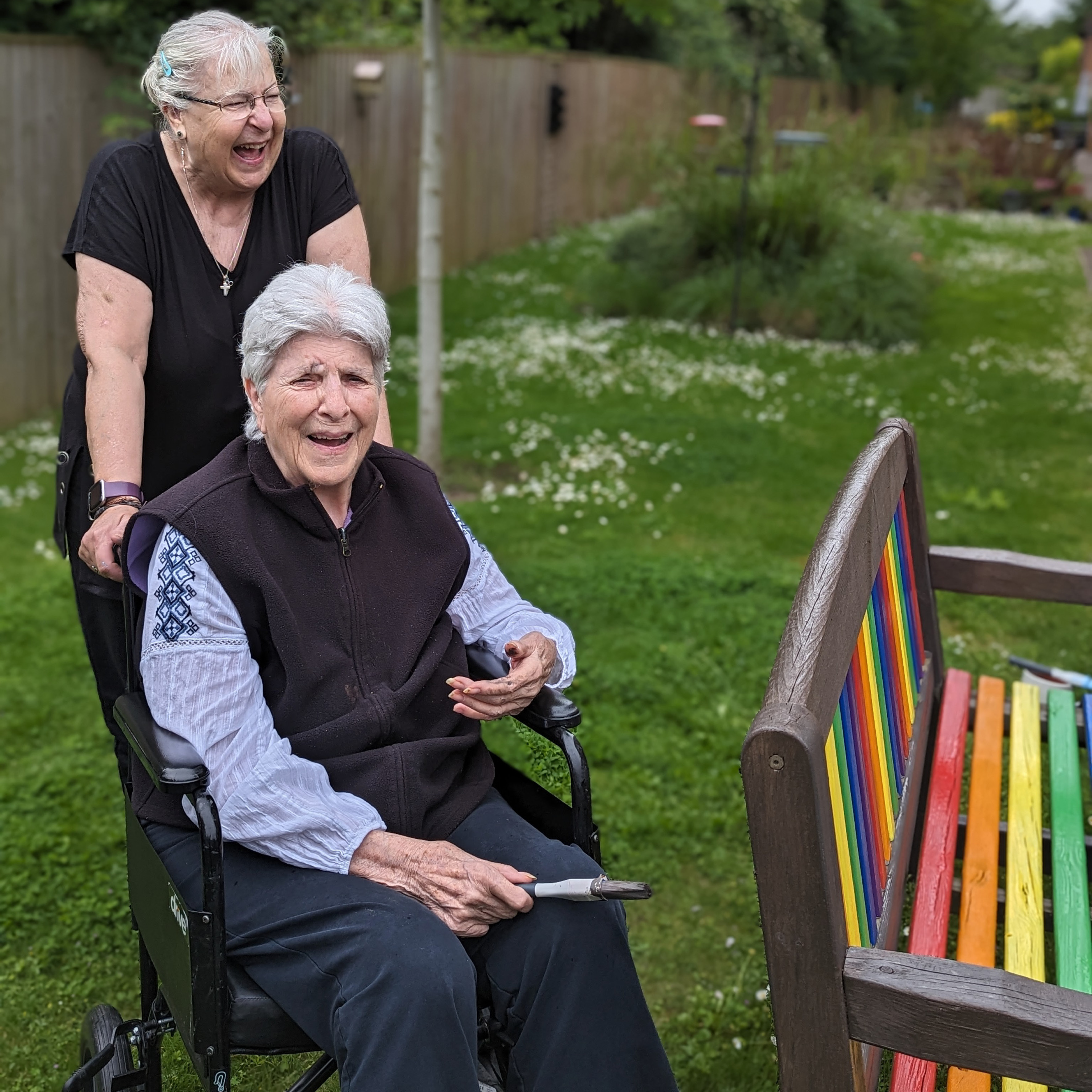 Oakview Lodge Care & Nursing Home join forces with Tesco staff volunteers to create a rainbow themed sensory garden